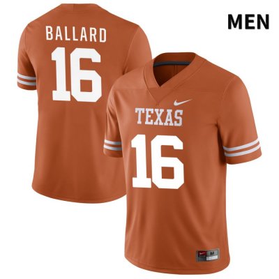 Texas Longhorns Men's #16 Ben Ballard Authentic Orange NIL 2022 College Football Jersey OYD28P1D